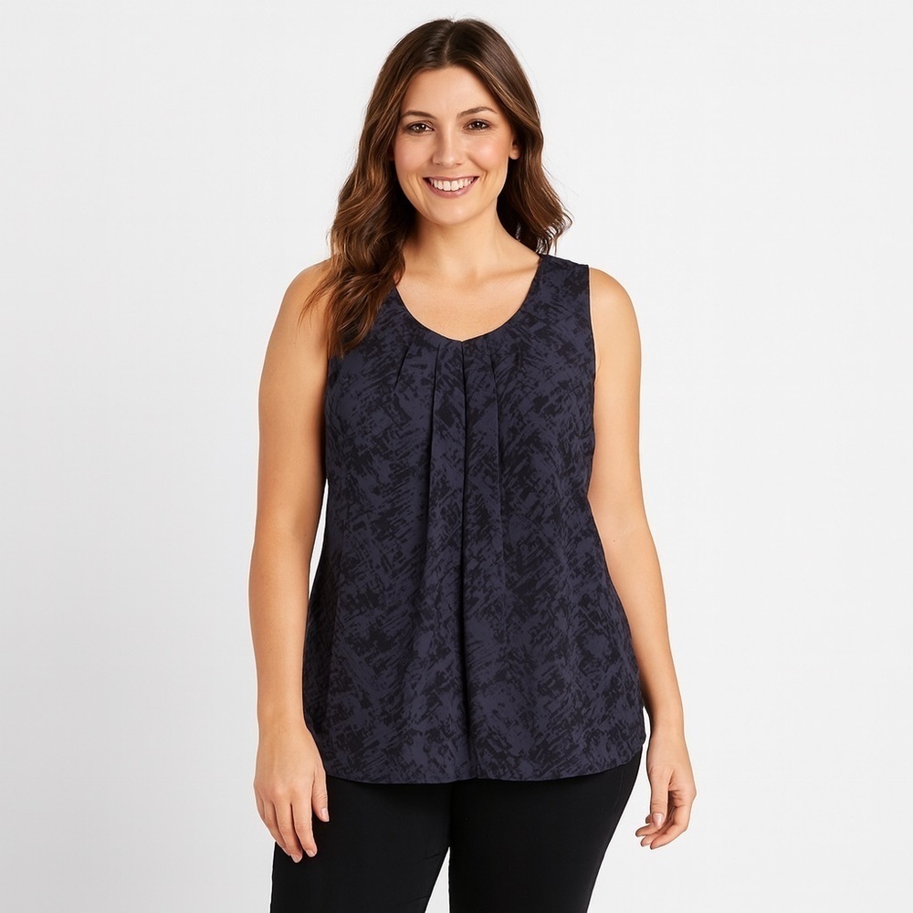 Halogen sleeveless silk blend Shell Top, Gray & Black, Size SP